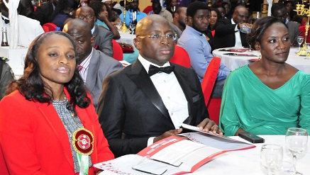 L-R; Ms Omobola Johnson, minister of Communications; Mr Stanley Jegede, CEO Phase3 Telecom; and his wife, as Phase3 Telecommunications Xmas Carol held at the Transcorp Hilton in Abuja.